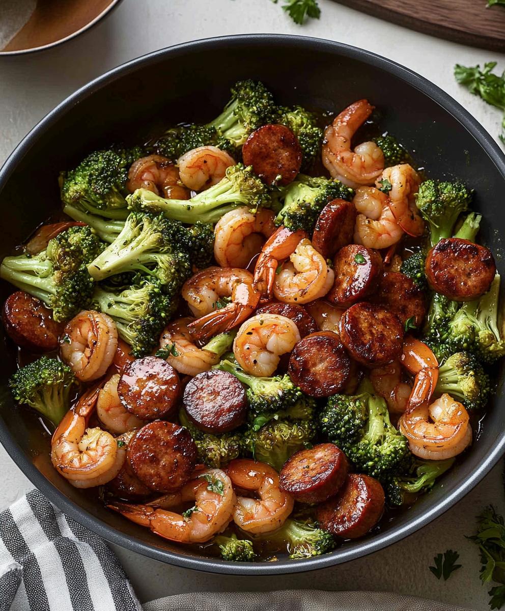 Honey Garlic Shrimp, Sausage, And Broccoli Recipe
