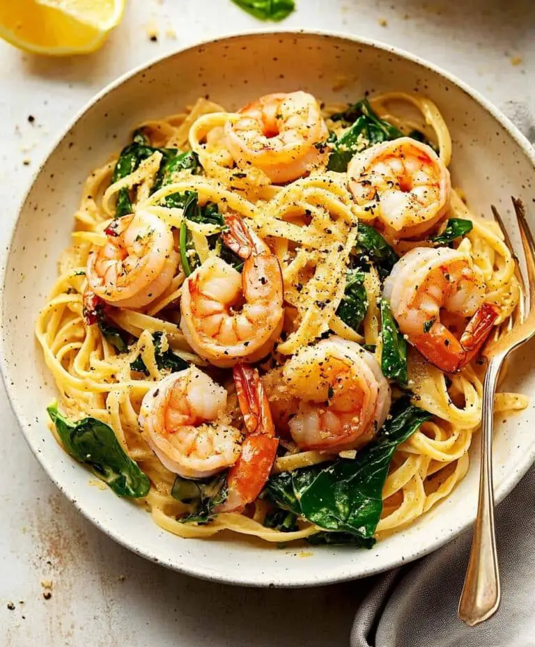 Lemon Garlic Shrimp Pasta With Spinach Recipe