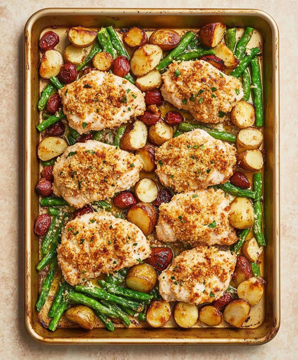Parmesan Crusted Chicken Sheet Pan Dinner Recipe