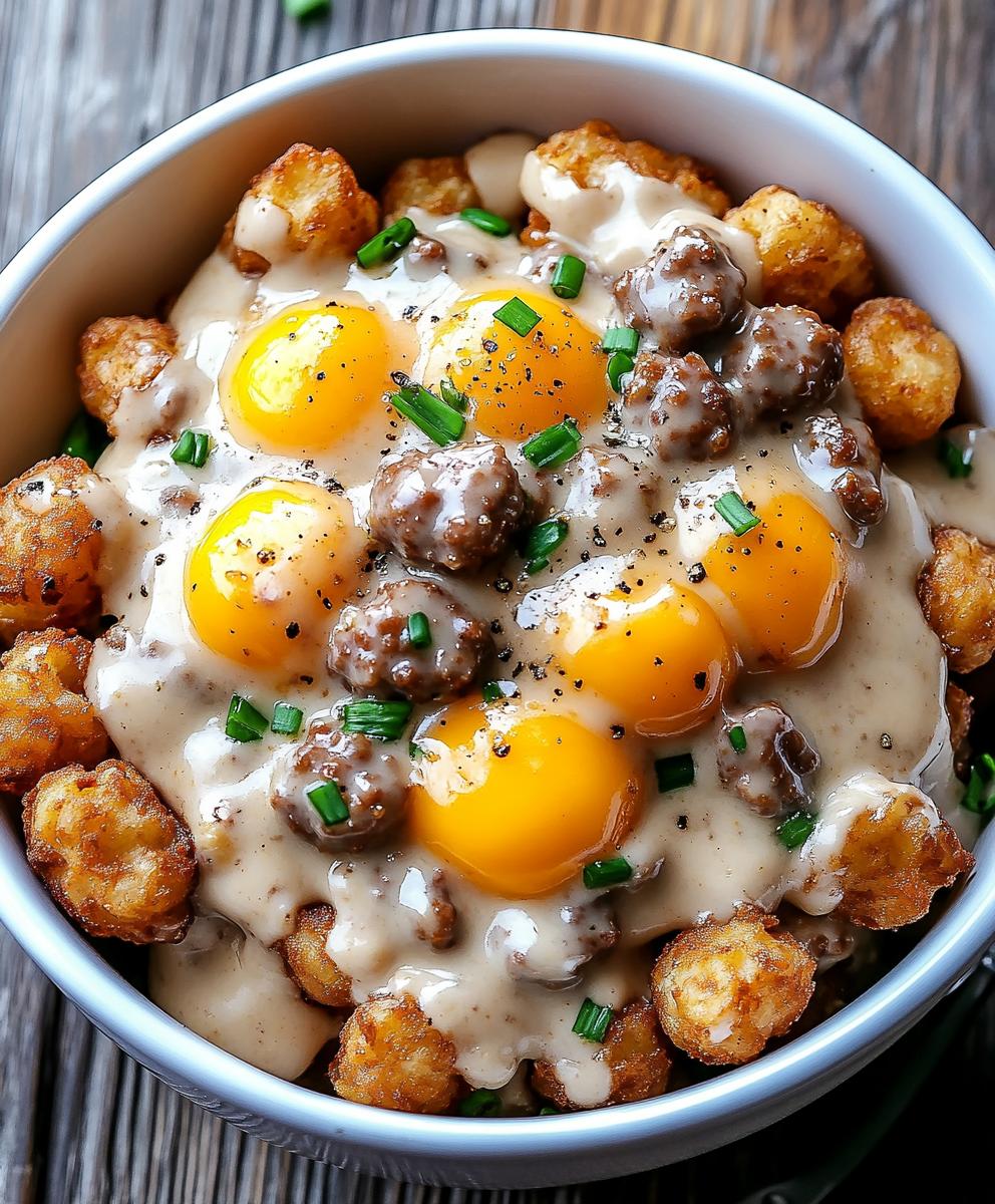Tater Tot Breakfast Bowl With Sausage Gravy Recipe